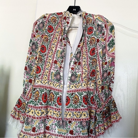 Alice + Olivia Dress Lawson Floral Buttoned Mini Flower Pot Ecru Multi 4 EUC - Picture 7 of 11